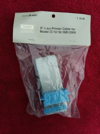 Vintage 6 " Radio Shack Tandy Cable For Model Trs - 80 Computer Printer Cat 26 - 4401