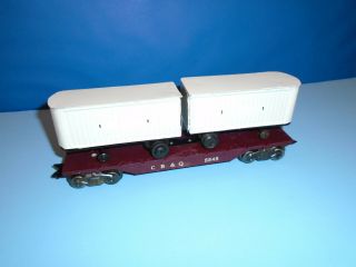 Marx Cb&q Flatcar 5545 With Double Trailers For Repair Or Restoration