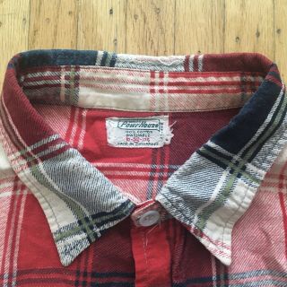 Vtg 1950s 60s Powerhouse Plaid Cotton Flannel Work Shirt Xl As - Is