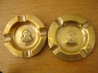 Pair Solid Brass Dish /ashtray William Shakespeare