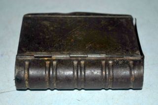 Vintage India Old Iron Hand Crafted Book Shape Islamic Betel Nut Box
