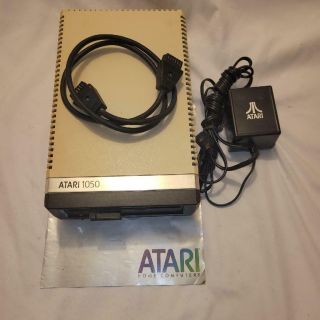 Vintage Atari 1050 Disc Drive W/ Power Adapter,  Sio Cable - Brochure - Powers On