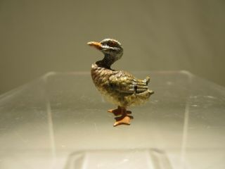Antique Cold Painted Bronze Duck (orange Bill) Miniature - Rare Figure - Bergman