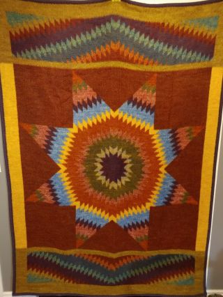 Vintage Biederlack Camp Blanket Star Pattern Made in USA Apprix 55 