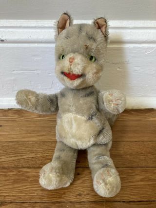 Vintage Schuco Bigo Bello 11 Inch Stuffed Animal Doll Cat Mohair Made In Germany