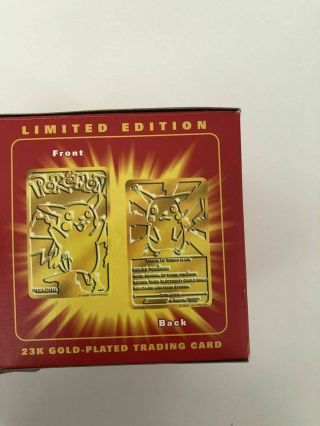 Pokemon Burger King Limited Edition 23K Gold Pikachu Trading Card - Vtg 1999 2