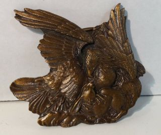 Vintage Brass Belt Buckle Bergamot Brass Eagle Clutching Rabbit 1974 R 48