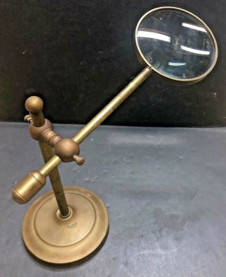Vintage / Antique Brass Magnifying Glass Stand / Holder