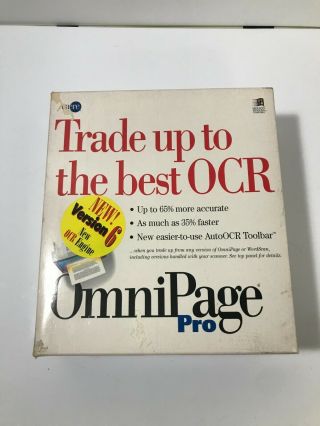 Vintage Omnipage 6.  0 Pro Windows Upgrade Ocr Scanner Software 1995