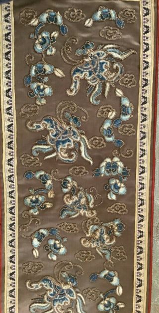 Antique Chinese Embroidery Silk Panel,  Forbidden Stitch Insects,  Metallic Thread