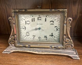 Waltham Art Deco Shelf / Table Clock 1920s 8 Day (car Mechanism?) For Repair