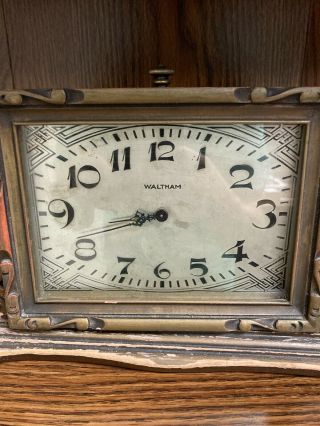 Waltham Art Deco shelf / Table clock 1920s 8 Day (car Mechanism?) For Repair 2