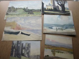 6 Vintage Coastal & Landscape Watercolour Painting 