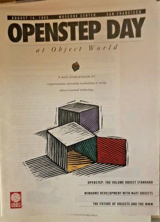 Openstep Day Brochure August 1995 Moscone Rare Nextstation Next Cube Apple