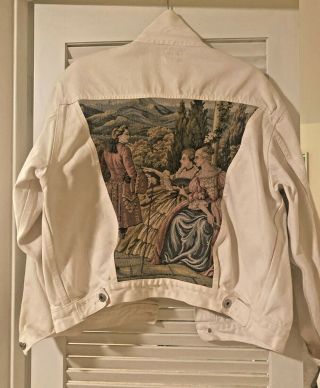 Jacket Utility Wac Co Ltd White Short Jean Tapestry Back,  Long Sleeves M/l Usa