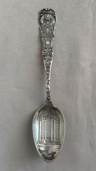 Chicago Masonic Temple Sterling Silver Souvenir Spoon;n011