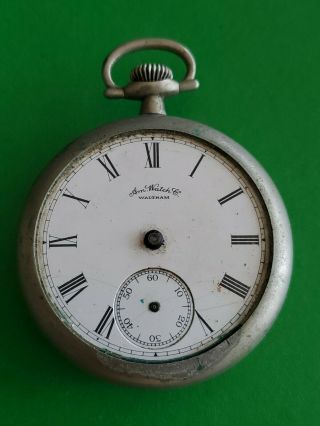 Antique Coin Silver Am.  Watch Co.  Waltham Pocket Watch Railroad