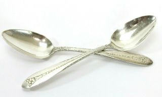 (2) Vintage National Margaret Rose Sterling Silver Tea Spoons Teaspoons: 1.  8 Oz.
