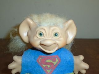 Vintage 1960 ' s Uneeda Wishnik Superman Troll Doll 5 1/2 