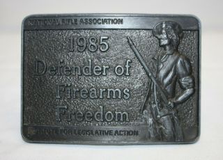Vintage National Rifle Association 1985 Defender Of Firearms Belt Buckle Nra