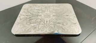 A Large Vintage Silver Plated Tea Pot Coaster With Engraved Patterns.  1930.  S.