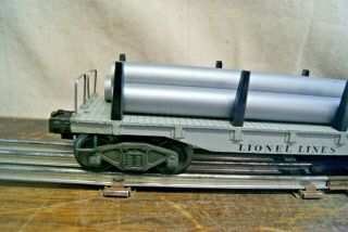 Vintage Lionel Lines Post War Diecast all Metal 6411 Flat Car with Pipes 2