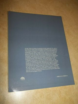 TI - 99/4A 99/4 Book PROGRAMS FOR THE TI HOME COMPUTER Steve Davis BLUE 2