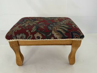 Vintage Antique Footstool Large Tapestry Floral Foot Stool 15 " W X 9.  5 H