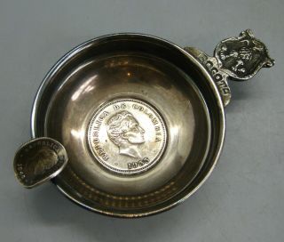 Vintage Bogota Columbian Coin Sterling 900 Silver South American Ashtray 52g