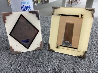 2 - Art Deco Reverse Painted Picture Frames 1930s Easel Back