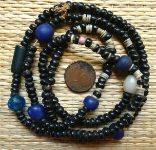 62cm Rang Perles Verre Ancien Afrique Antique African Venetian Glass Trade Beads