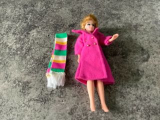 Vintage Topper Dawn Doll Pink Coat With Scarf