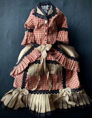 2 - Piece Silk Doll Dress For App 18in Antique Doll Hand Pleated Gabriella 