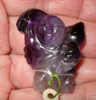 Vintage Chinese Hand Carved Amethyst Buddha With Object Figurine 1 1/2 "