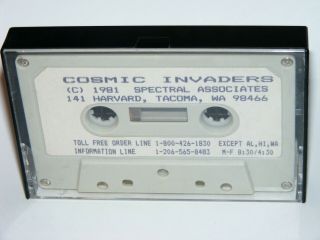 1981 Cosmic Invaders Game Cassette For Trs - 80 Color Computer Spectral Associates
