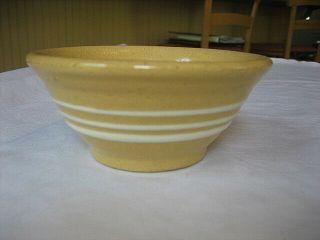 4 3/8 " Antique Yellow Ware Bowl W/ White Stripes