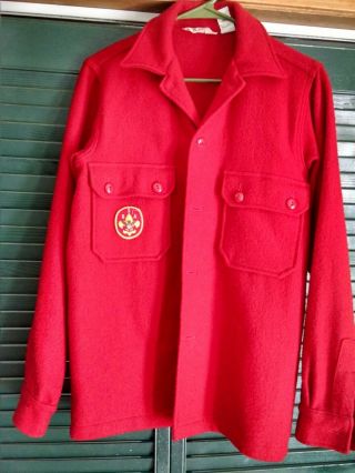Vintage Boy Scouts Of America Official Red Wool Jacket Sz 20 1 Patch Cond