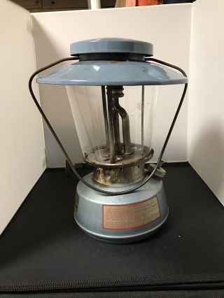 Vintage Wards Blue Westernfield Gasoline Lantern Double Mantle Model 60 - 9523
