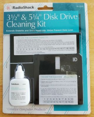 Radio Shack 3 1/2 " & 5 1/4 " Disk Drive Cleaning Kit Pc Computer Vintage