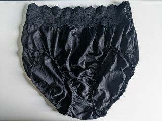 Vintage Nwot Olga Style Hipster Satin Panty Black Nylon Panty Size 7 Style 23913