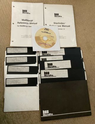 Micropro Mailmerge Starindex Wordstar Spellstar V 3.  30 On 8 " & 5.  25 " Floppy Disk