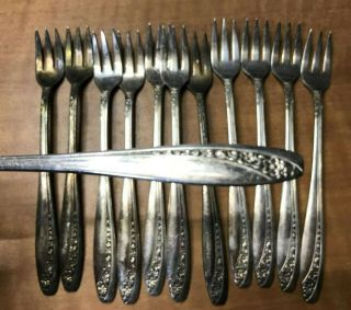 Set Of 12 Starlight 1953 Cocktail Seafood Forks Wm Rogers Is Silverplated