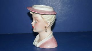 Vintage Ucagco Ceramics Japan HEAD VASE Lady w/ Iridescent Pearls 3