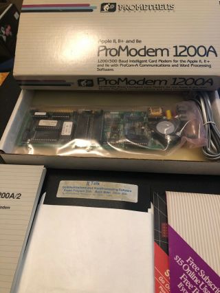 " Prometheus Promodem 1200a Modem Card For Apple Ii