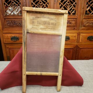 Vintage National Washboard Company The Glass King Wood Wash Board Lingerie 863