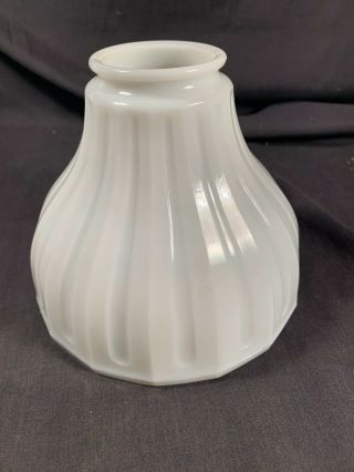 Vintage Arts & Craft Mission Milk Glass Ribbed Shade For Fixture Or Lamp C1930s