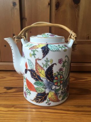 Antique Chinese Porcelain Teapot Hand Painted Peacocks And Flower Design