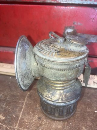 Antique Miner ' s Brass Carbide Lamp 