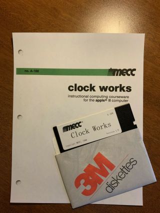 Mecc Clock A168 For Apple Ii 5.  25 " 5.  25 Disk