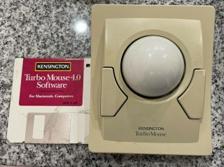 Kensington Turbo Mouse Trackball - Apple Adb For Vintage Mac Macintosh